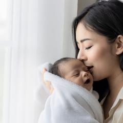Mother holding baby